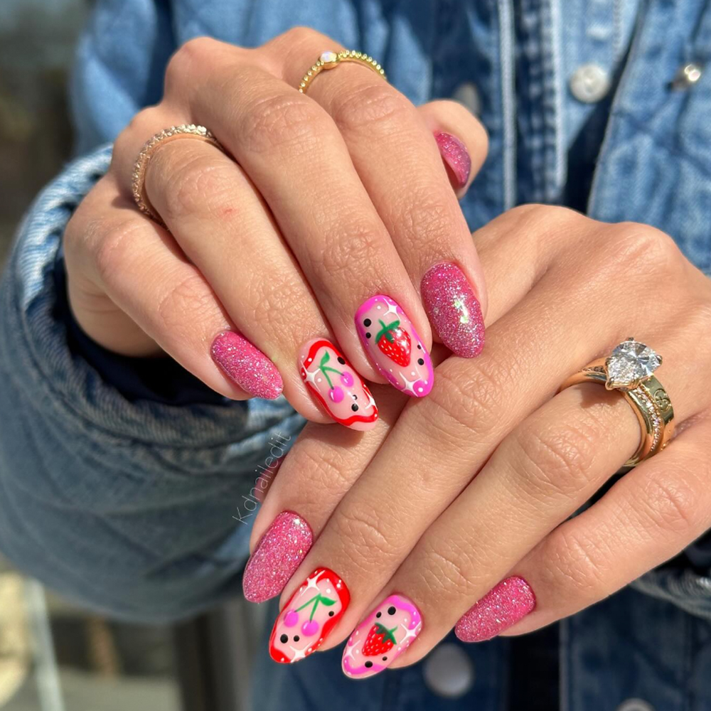 strawberry cherry nails