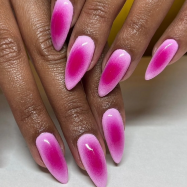 pink aura airbrushed nails