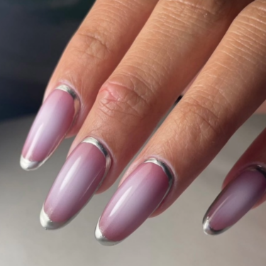 holographic airbrushed purple nails