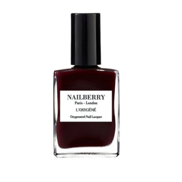 A bottle of nailberry noirberry cherry mocha nail polish