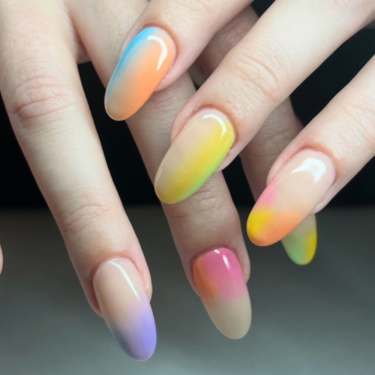 pastel airbrushed nails