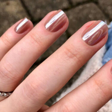 caramel chrome nails