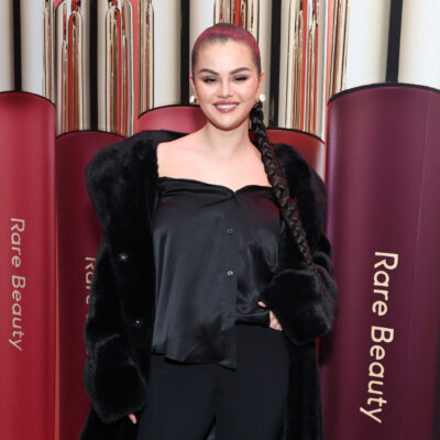 Selena Gomez celebrates the launch of Rare Beauty's Soft Pinch Tinted Lip Oil Collection on March 29, 2023 in New York City.