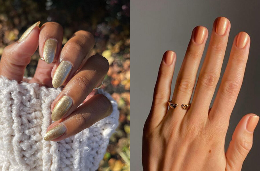 side by side image of citrine nails