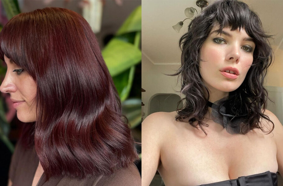 side by side images of women wearing fuller hair hairstyles