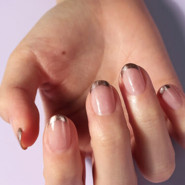 metallic french manicure with jinsoon