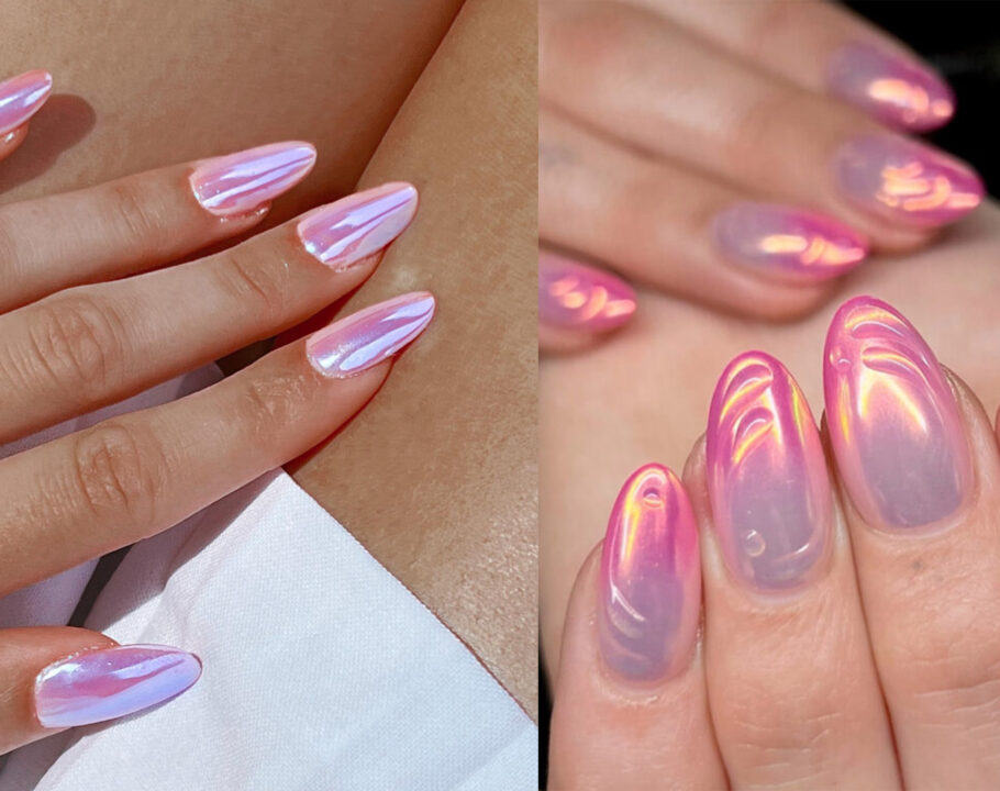 pink chrome nail looks