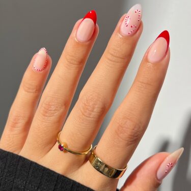 red french manicure with candy canes