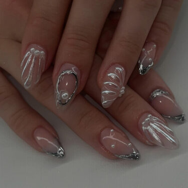 nails with icy chrome accents