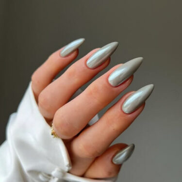 aquamarine chrome nails for march