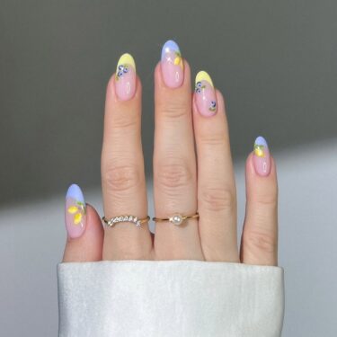 French manicure with fruity nail art