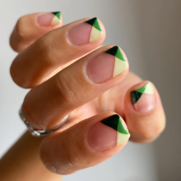 green multicolored french nails