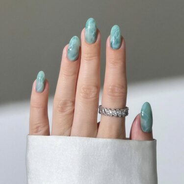 Manicure with jade nail art