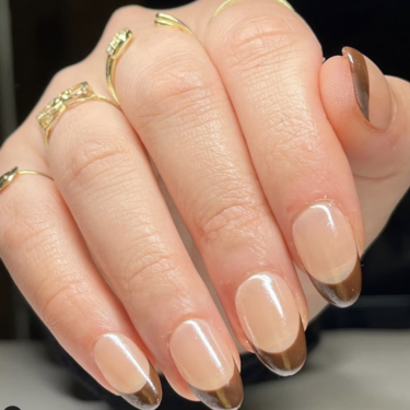 Chrome brown French nails